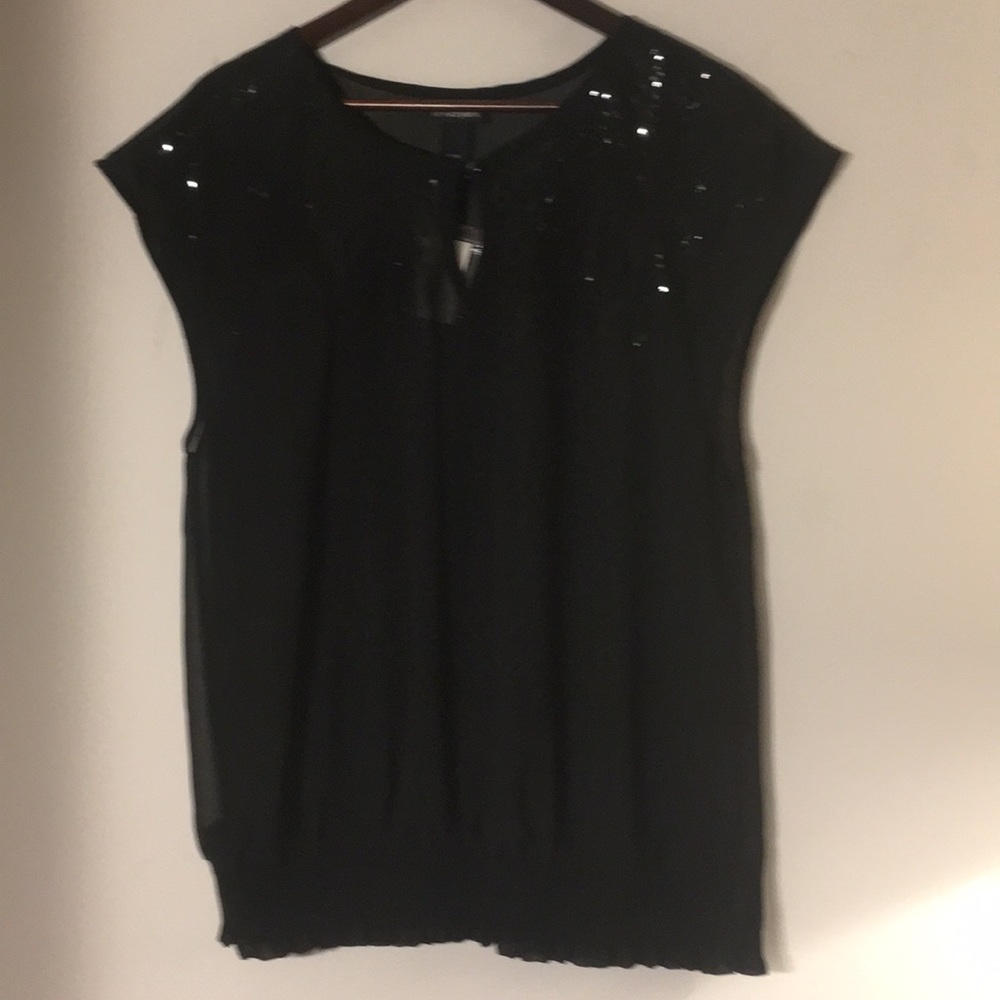 Lane Bryant Black Chiffon sequins Top